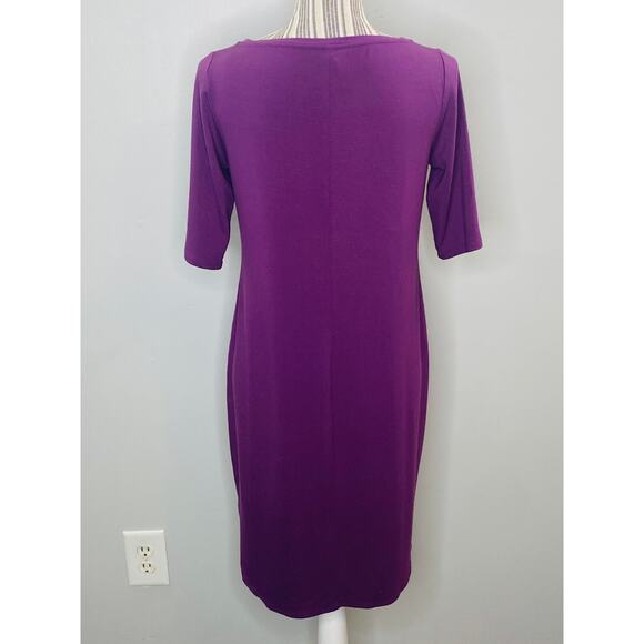 Eileen Fisher Purple Knit Dress Viscose Women XS Short Sleeve Curved Hem Casual - Picture 4 of 11